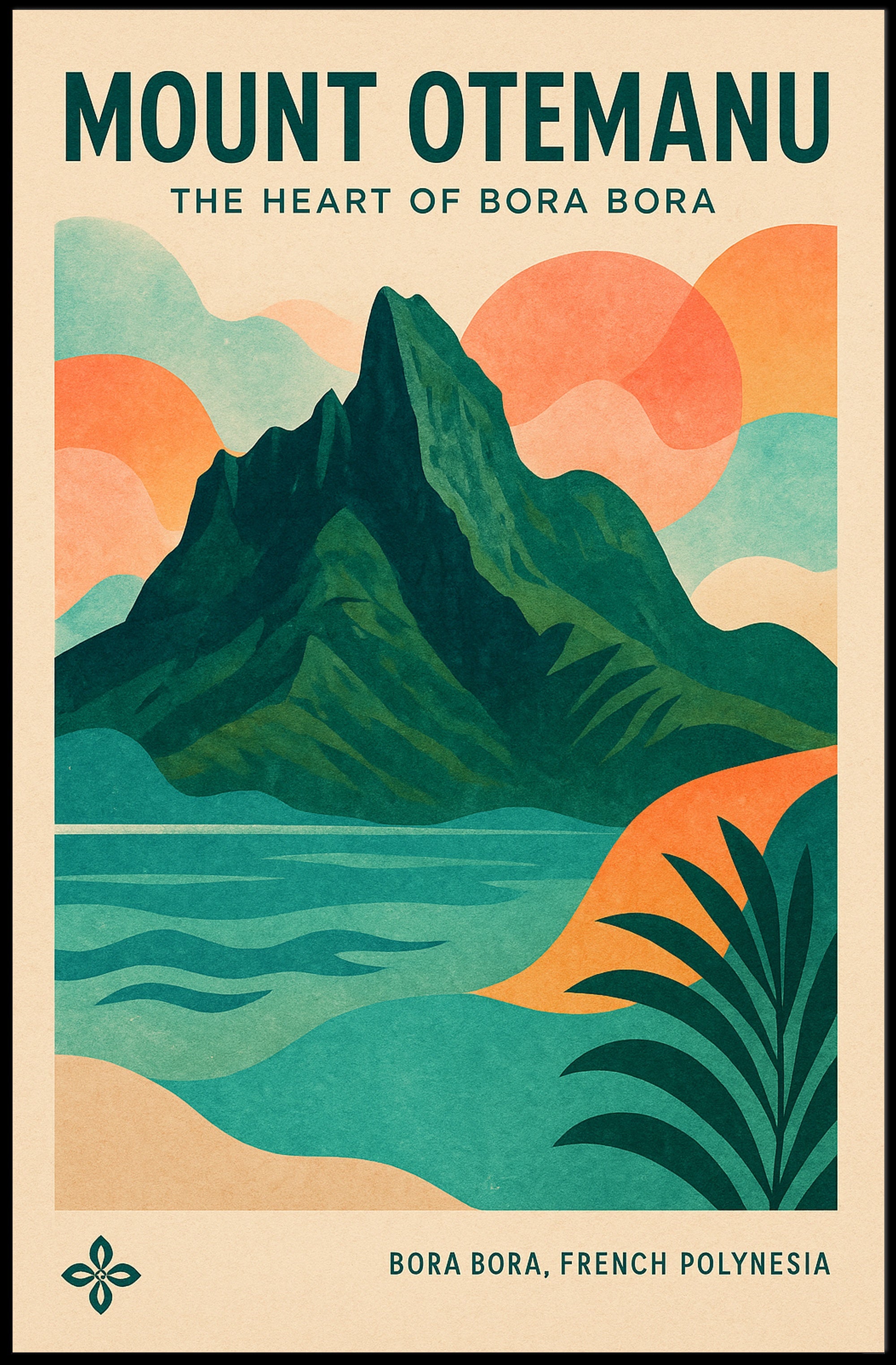 Mount Otemanu Vintage Travel Illustration Poster PosterGoat