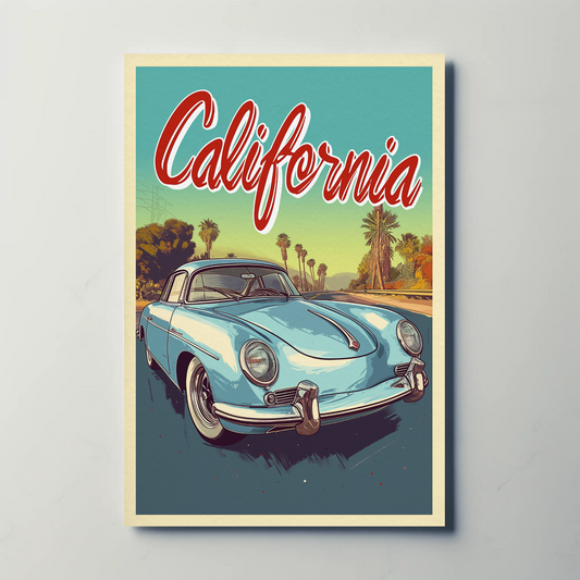 California Classic Car Vintage Poster