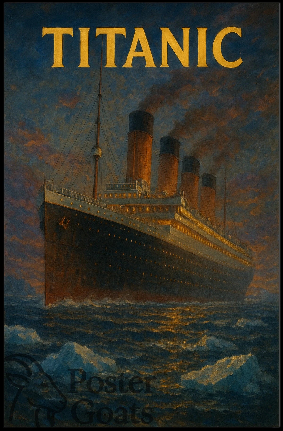 Titanic Voyage Vintage Historical Illustrated Poster