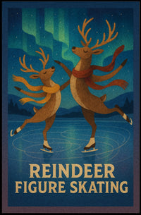 Reindeer Figure Skating Enchantment - Fantasy or Mythology Poster