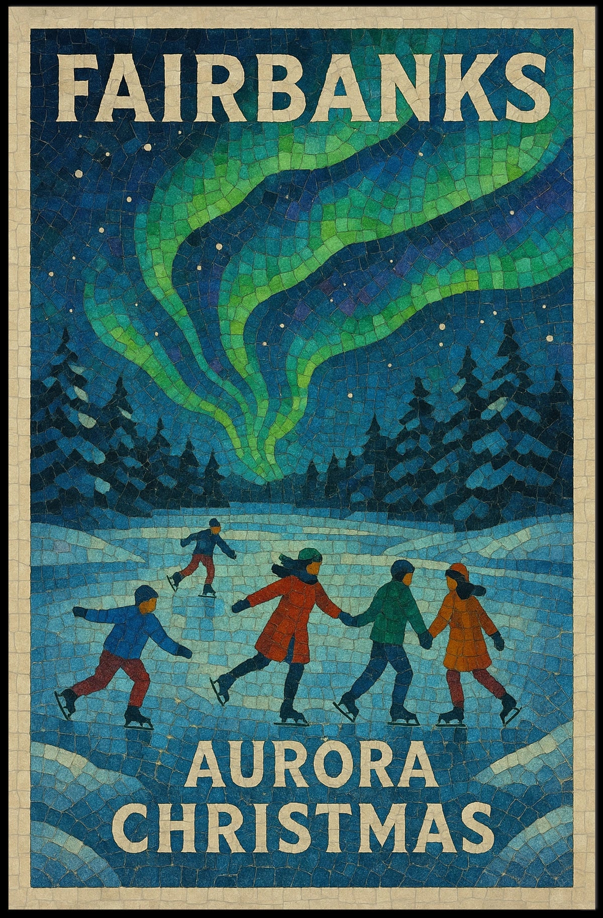 Fairbanks Aurora Christmas Poster