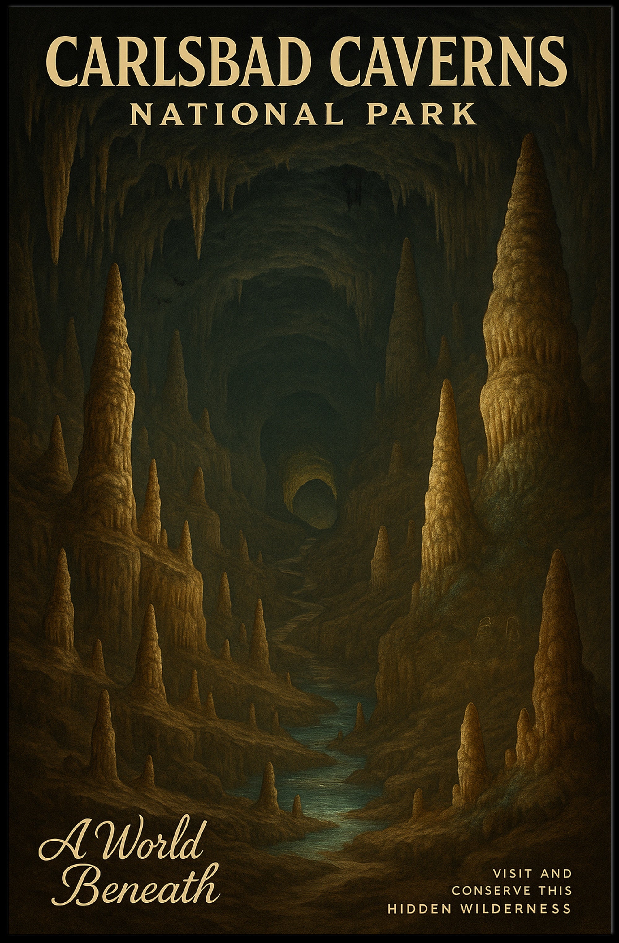 Carlsbad Caverns Vintage National Park Travel Poster