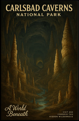 Carlsbad Caverns Vintage National Park Travel Poster