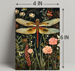 Dragonfly Botanical Art Print - Fantasy or Mythology Poster