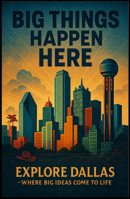 Explore Dallas Big Things Happen Here Poster