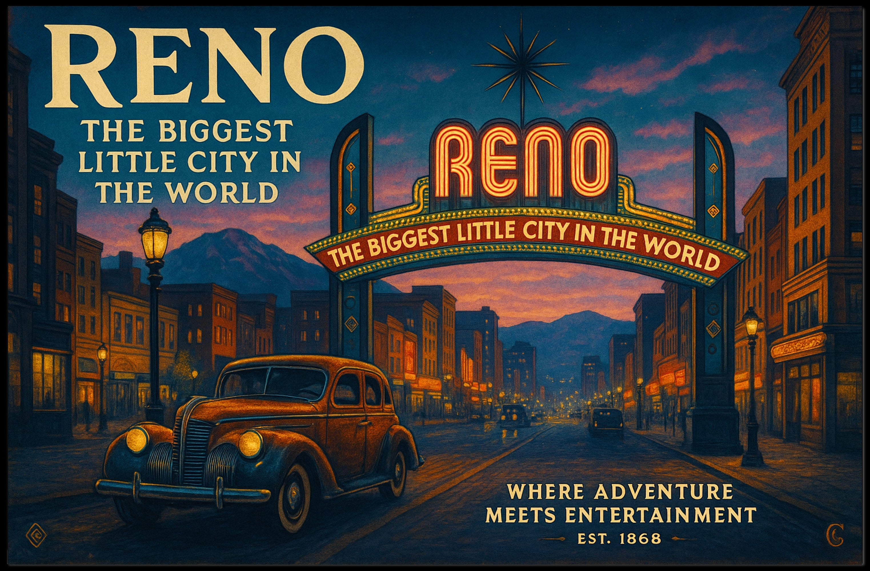 Reno Travel Poster The Biggest Little City Art