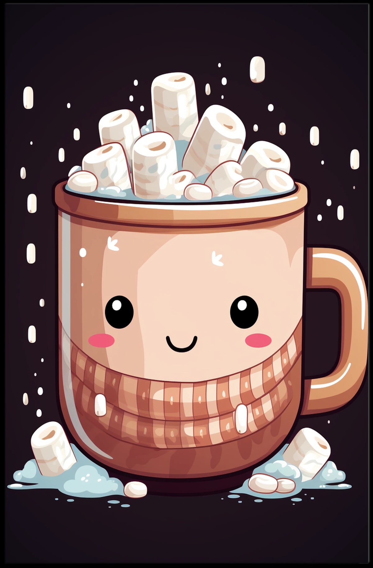 Kawaii Hot Chocolate Mug Illustration Art Poster