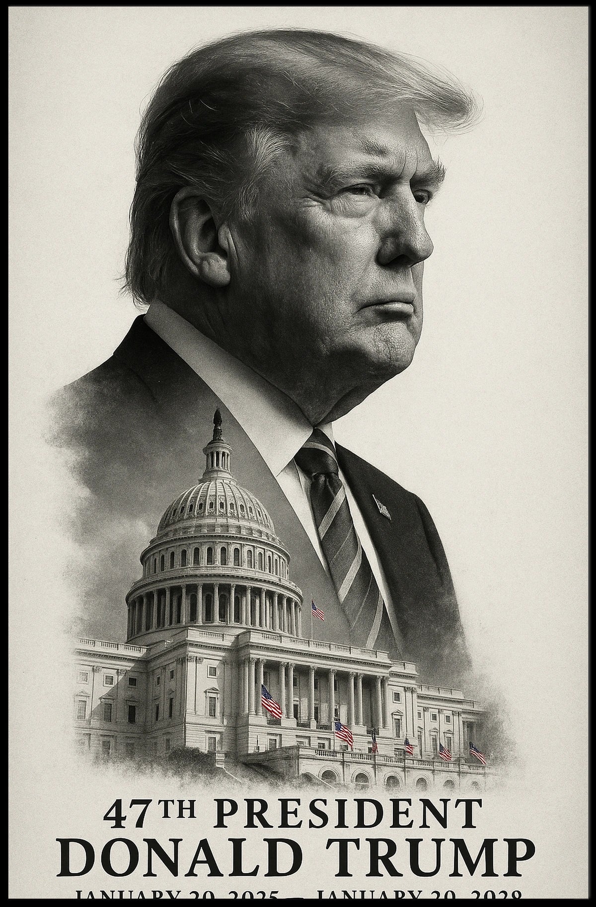 Donald Trump Resolute Visionary Above the Capitol Poster