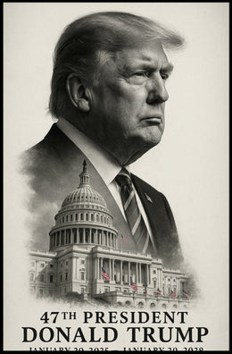 Donald Trump Resolute Visionary Above the Capitol Poster
