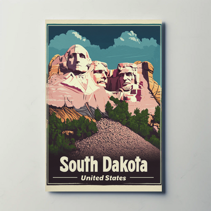 Mount Rushmore United States South Dakota Vintage Travel Poster