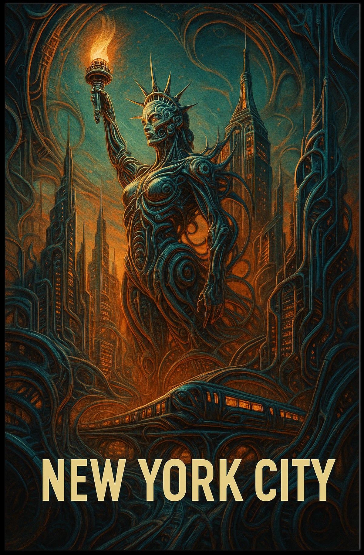 New York City Futuristic Vision Poster