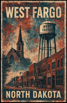 West Fargo Nostalgic Americana Travel Poster