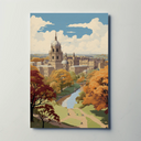 Oxford England Autumn River Campus Travel Poster