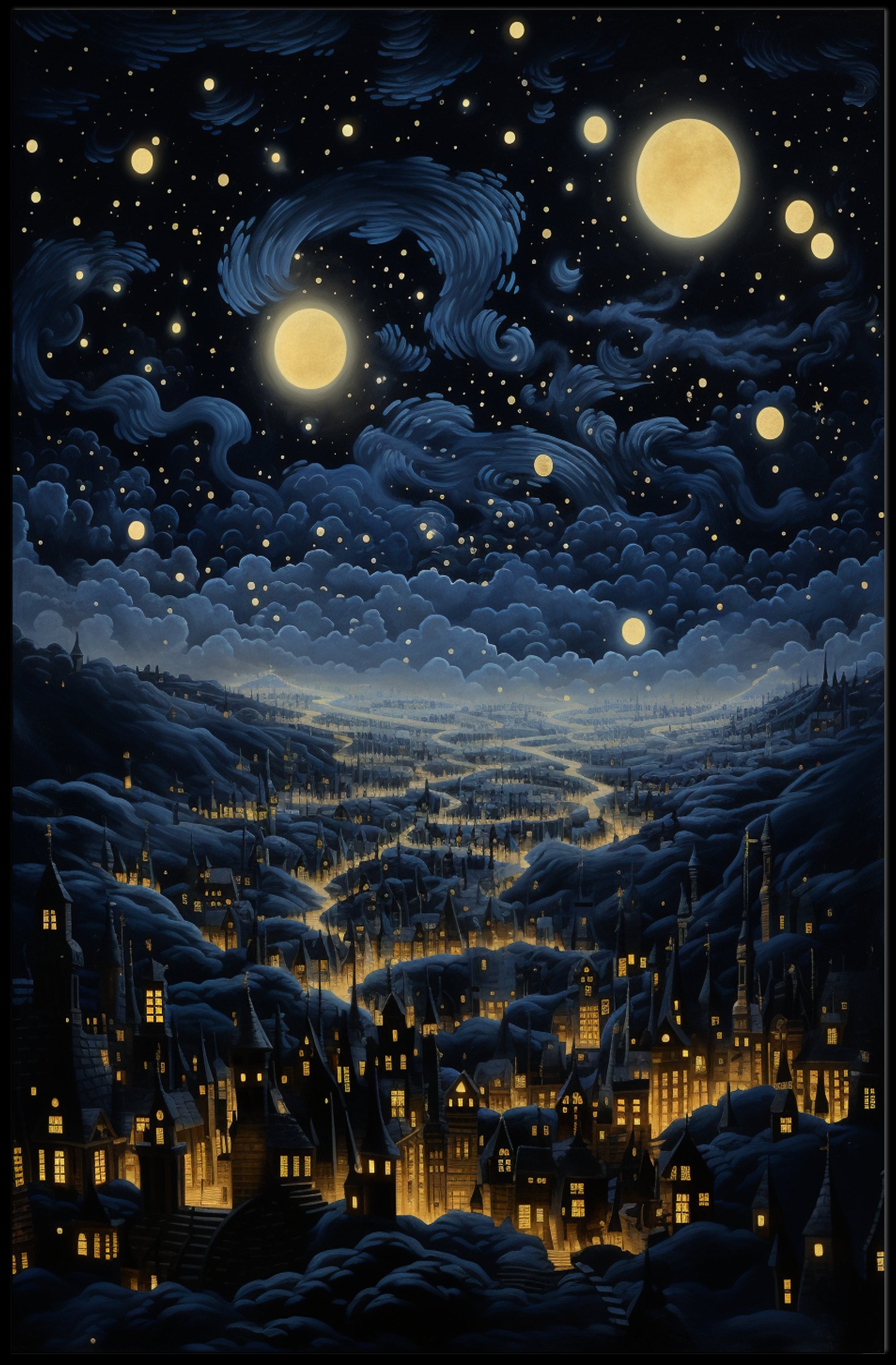 Starry Night Over The City Poster PosterGoat