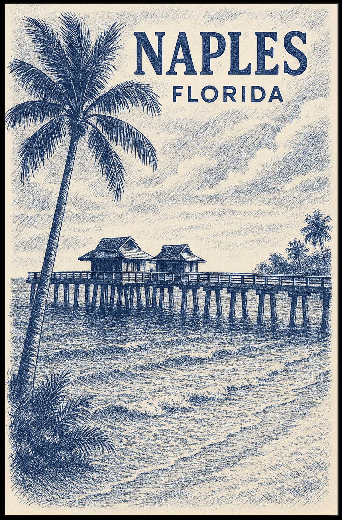 Naples Florida Poster Coastal Wall Art 18x24 Inches