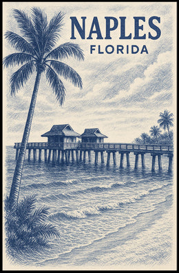 Naples Florida Poster Coastal Wall Art 18x24 Inches