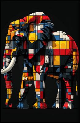 Colorful Geometric Elephant Poster