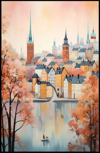 Northern European Waterfront Nostalgia Artistic Cityscape Travel Poster