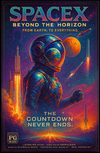 SpaceX Rocket Launch Vibrant Futuristic Sci-Fi Poster