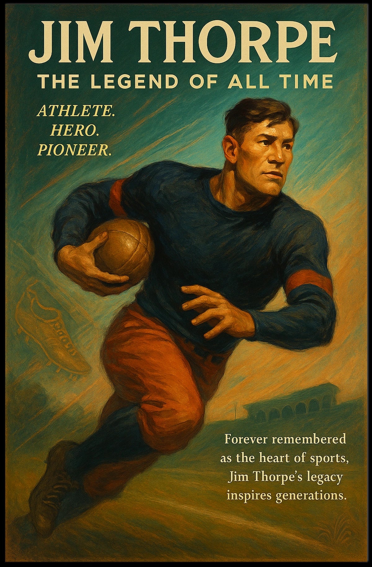 Jim Thorpe Legendary Sports Hero Poster