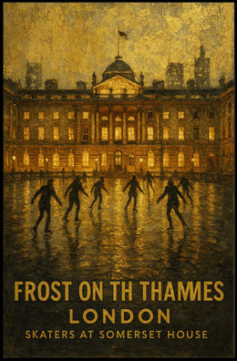 Frost On The Thames Skaters At Poster