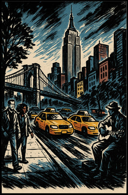 New York City Noir Skyline Poster Modern Urban Wall Art