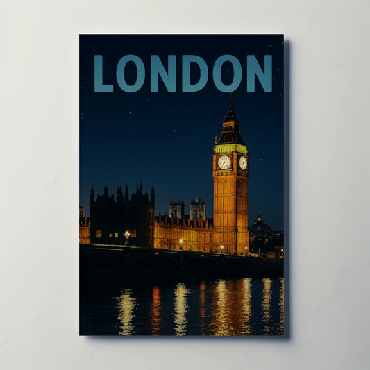 London Big Ben at Night Travel Poster