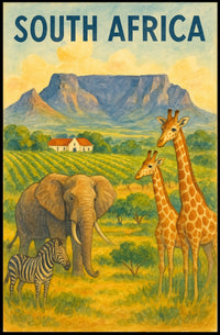 Vibrant South African Wildlife Travel Poster