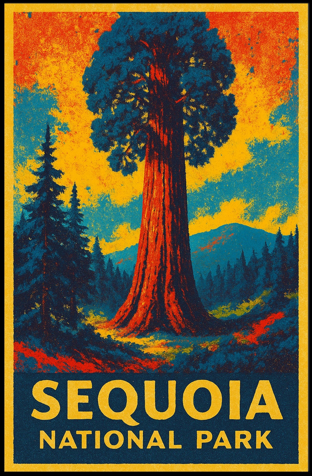 Sequoia National Park Vintage Travel Art Collector Poster