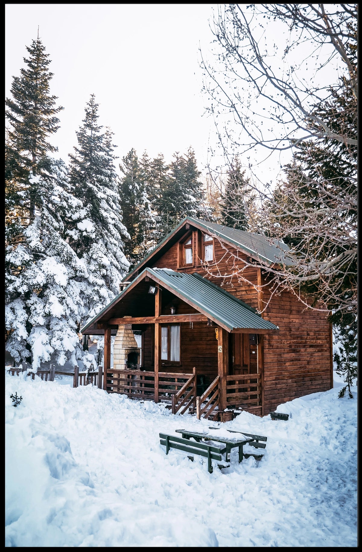 Winter Cabin Retreat Poster