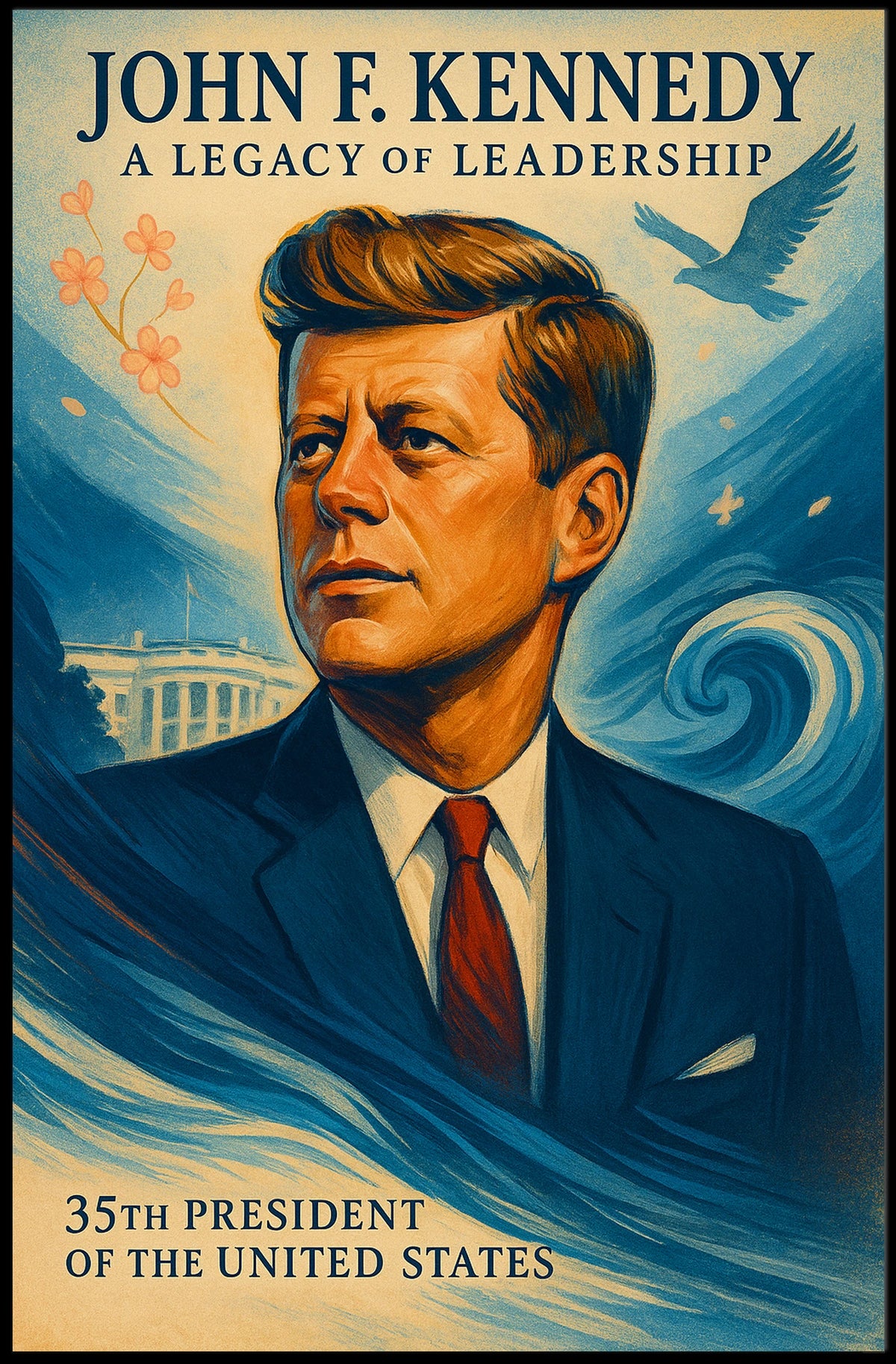 John F. Kennedy Inspirational Vintage Art Poster