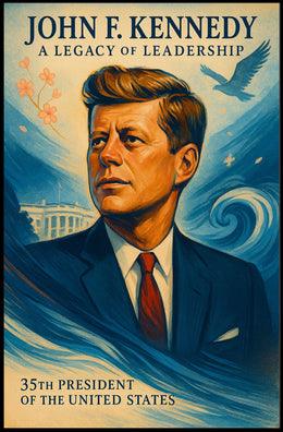 John F. Kennedy Inspirational Vintage Art Poster