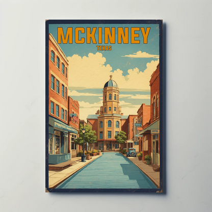 McKinney Texas Downtown Charm Vintage Travel Poster