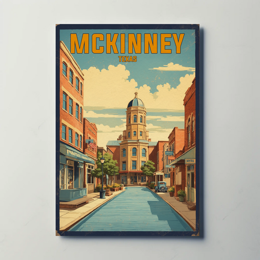 McKinney Texas Downtown Charm Vintage Travel Poster