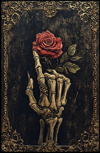 Skeletal Hand with Rose Gothic Vintage Art Poster
