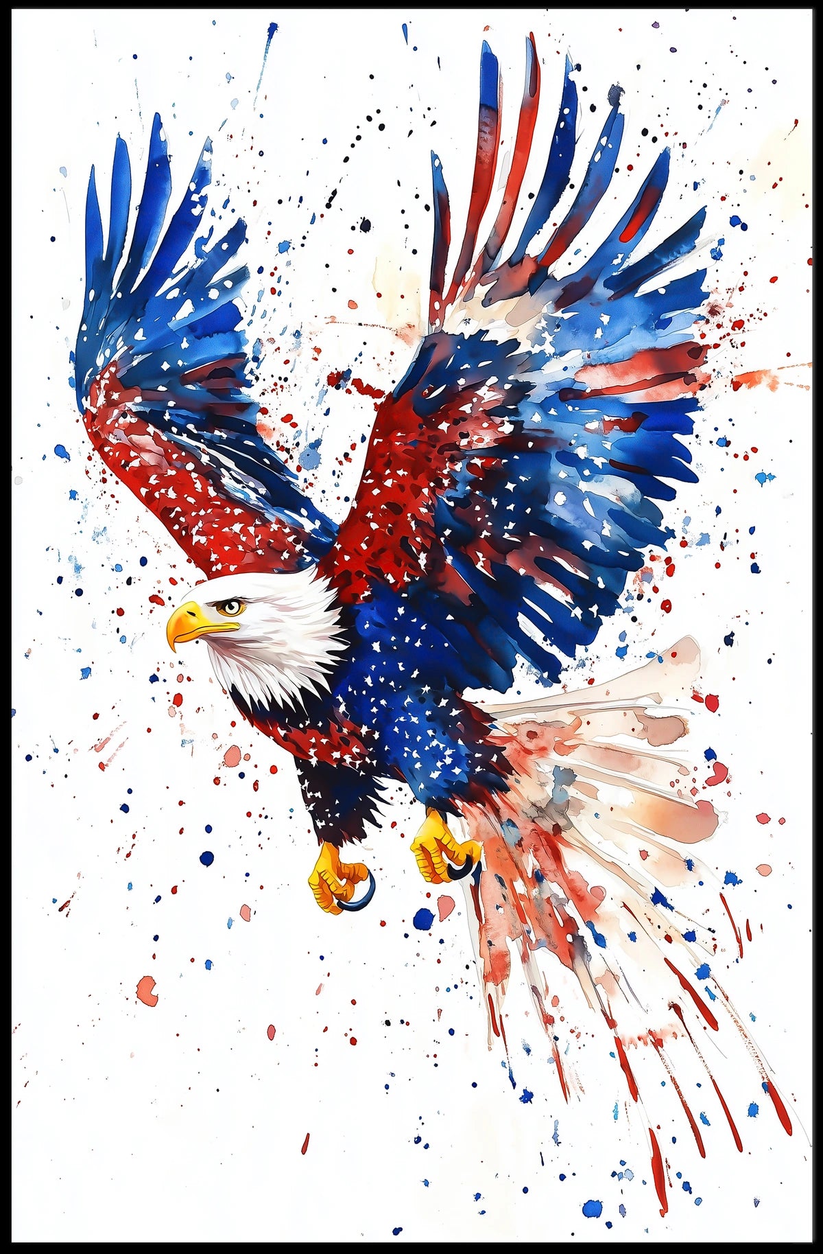 powerful bald eagle flying Poster