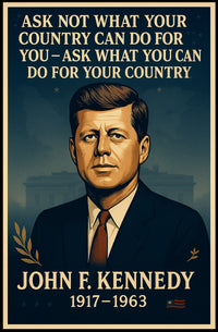 John F. Kennedy Inspirational Patriotic Quote Poster