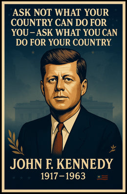 John F. Kennedy Inspirational Patriotic Quote Poster