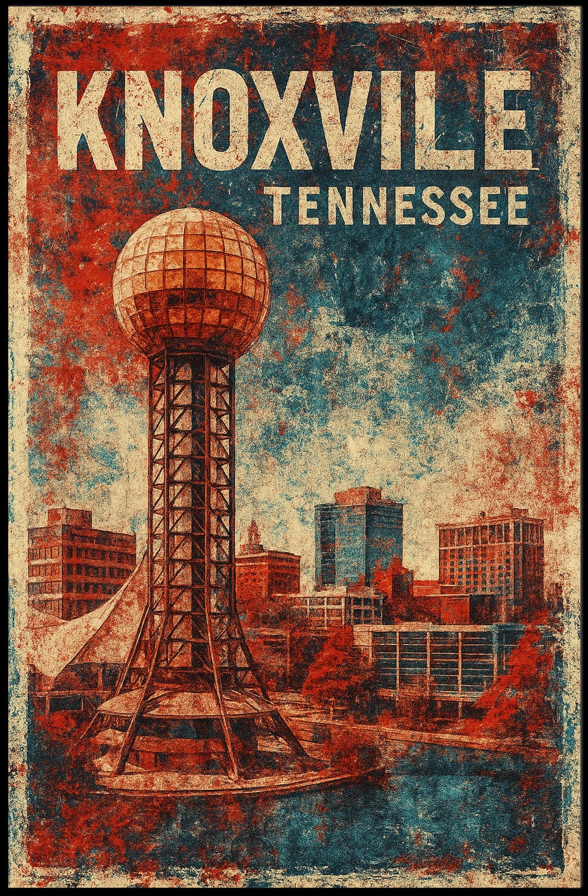 Knoxville Cityscape Realism Wanderlust Poster