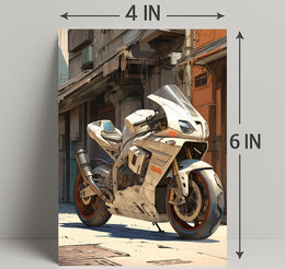 Futuristic Motorcycle In Urban Alley Poster PosterGoat
