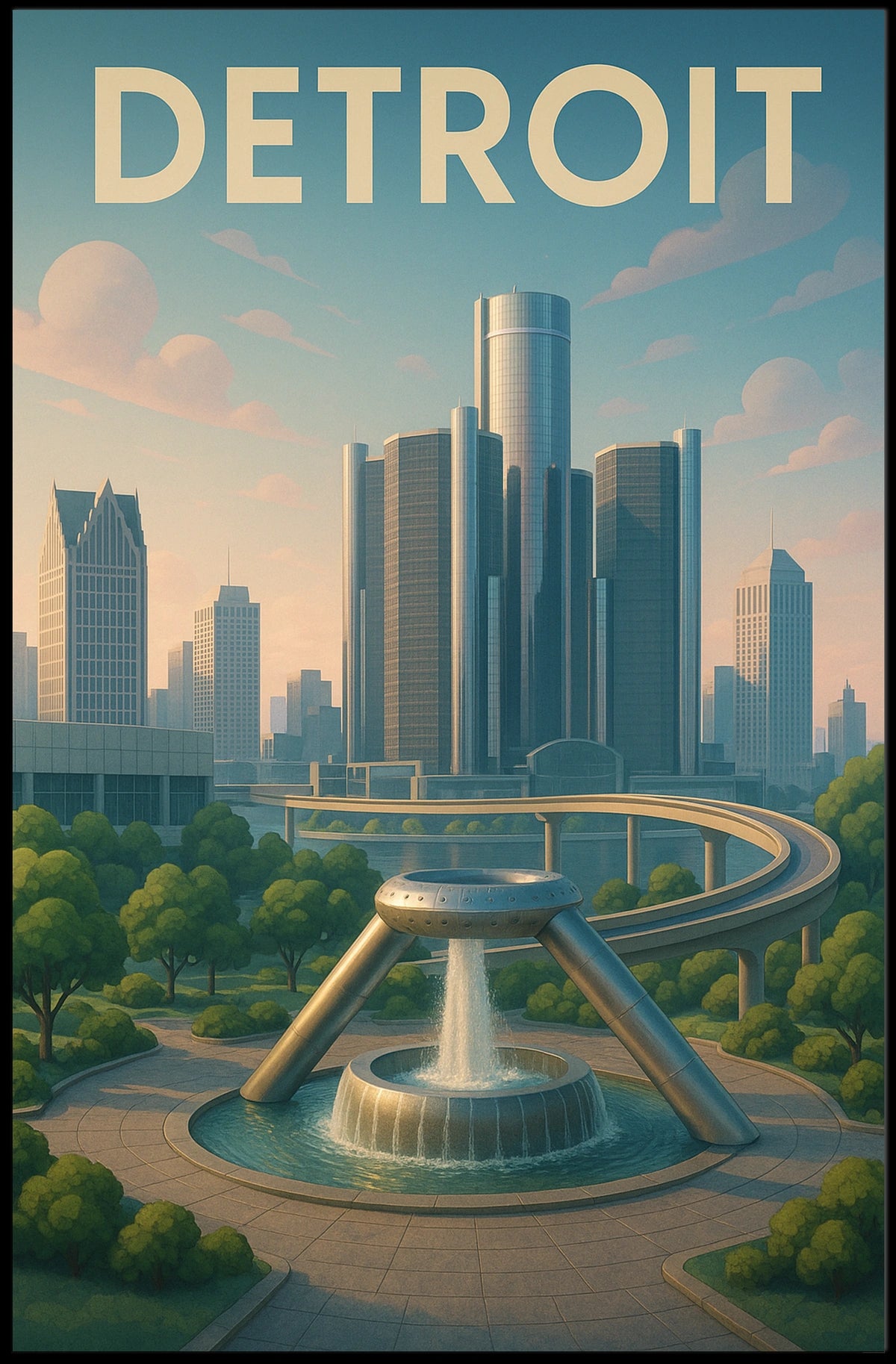 Detroit Skyline Poster