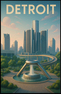 Detroit Skyline Poster