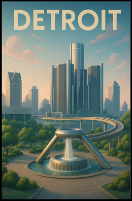 Detroit Skyline Poster