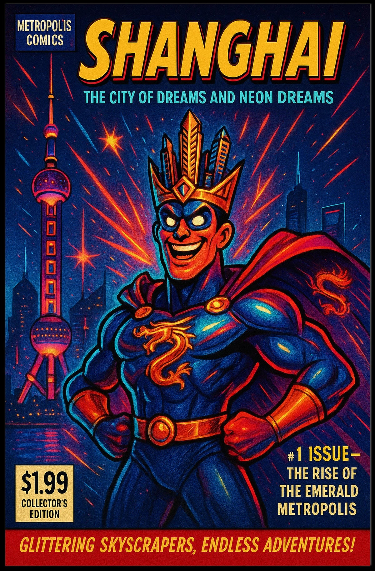 Shanghai The City of Dreams and Neon Dreams Poster