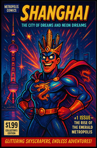 Shanghai The City of Dreams and Neon Dreams Poster