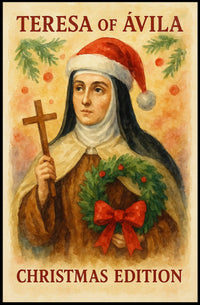 Festive Nun Artistic Poster with Christmas and Religious Elements