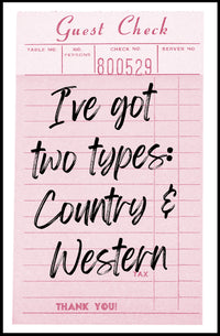 Playful Country & Western Receipt Music or Concert Poster PosterGoat