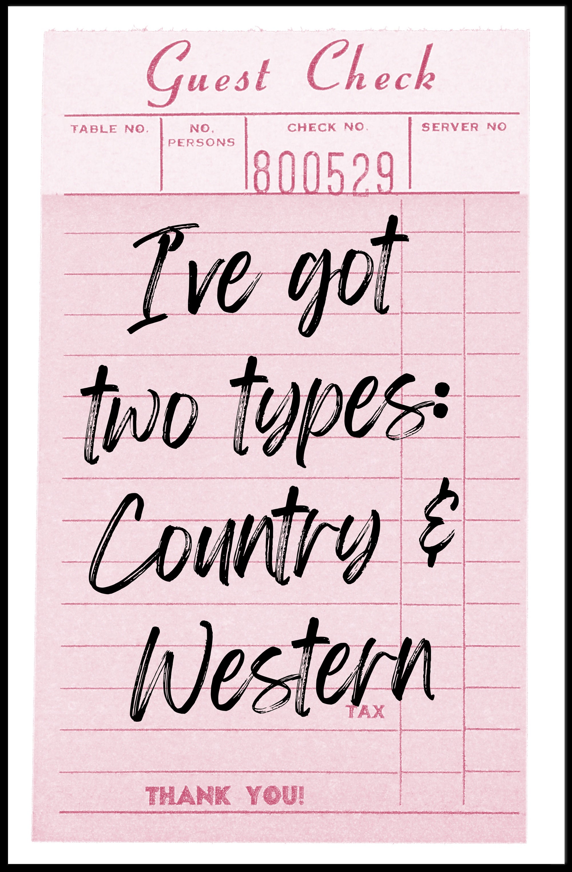 Playful Country & Western Receipt Music or Concert Poster PosterGoat