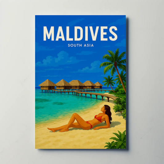 Maldives South Asia Overwater Resort Beach Poster