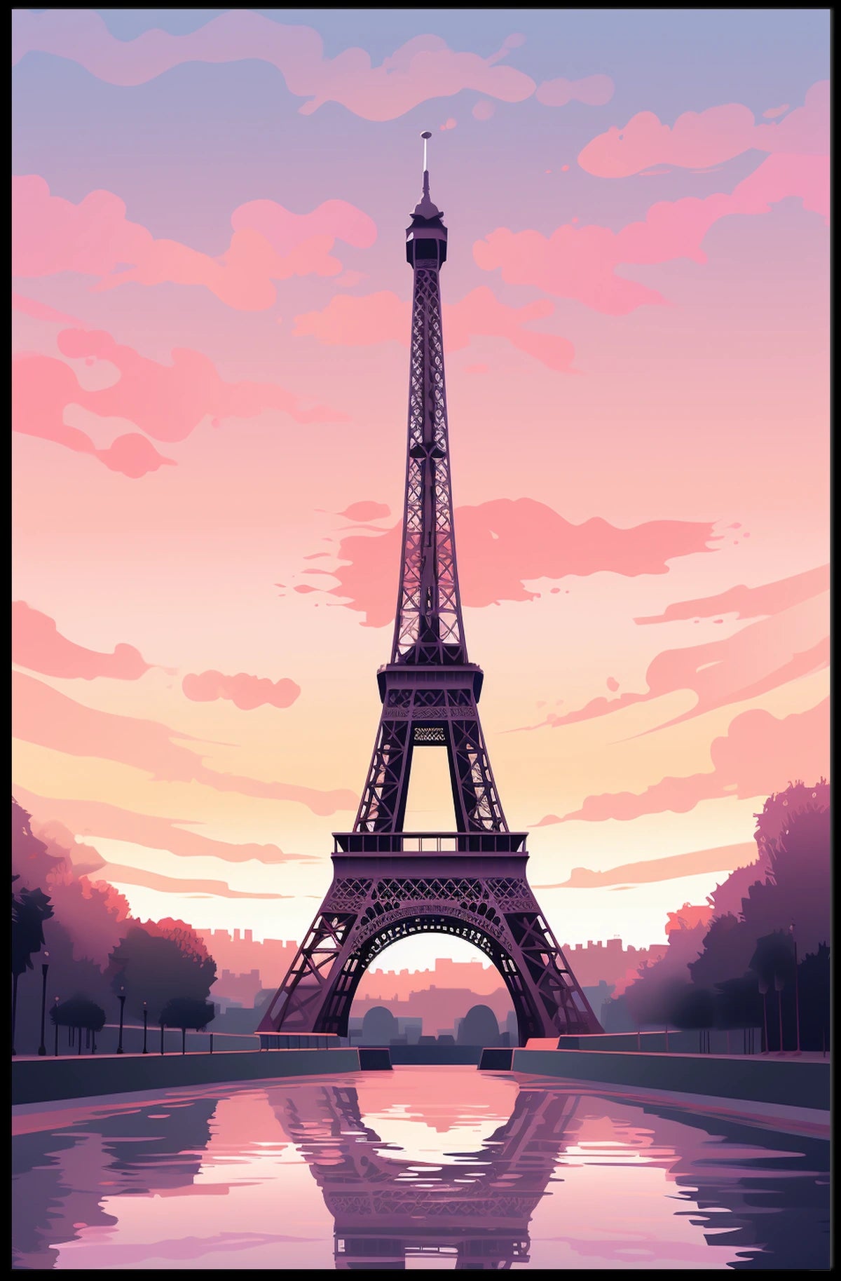 Eiffel Tower Sunset Dreamscape Urban or Cityscape Poster